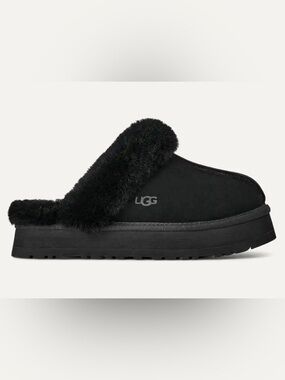 UGG Black Disquette Slipper Shearling Trim (Size 8) - barely worn